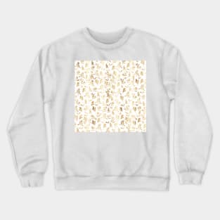 Elegant Gold Olive branch White Pattern Crewneck Sweatshirt